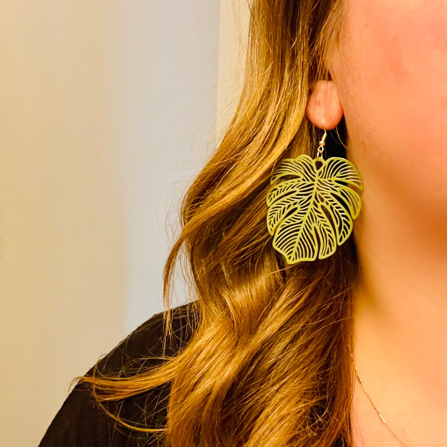 Green Leaf Earrings