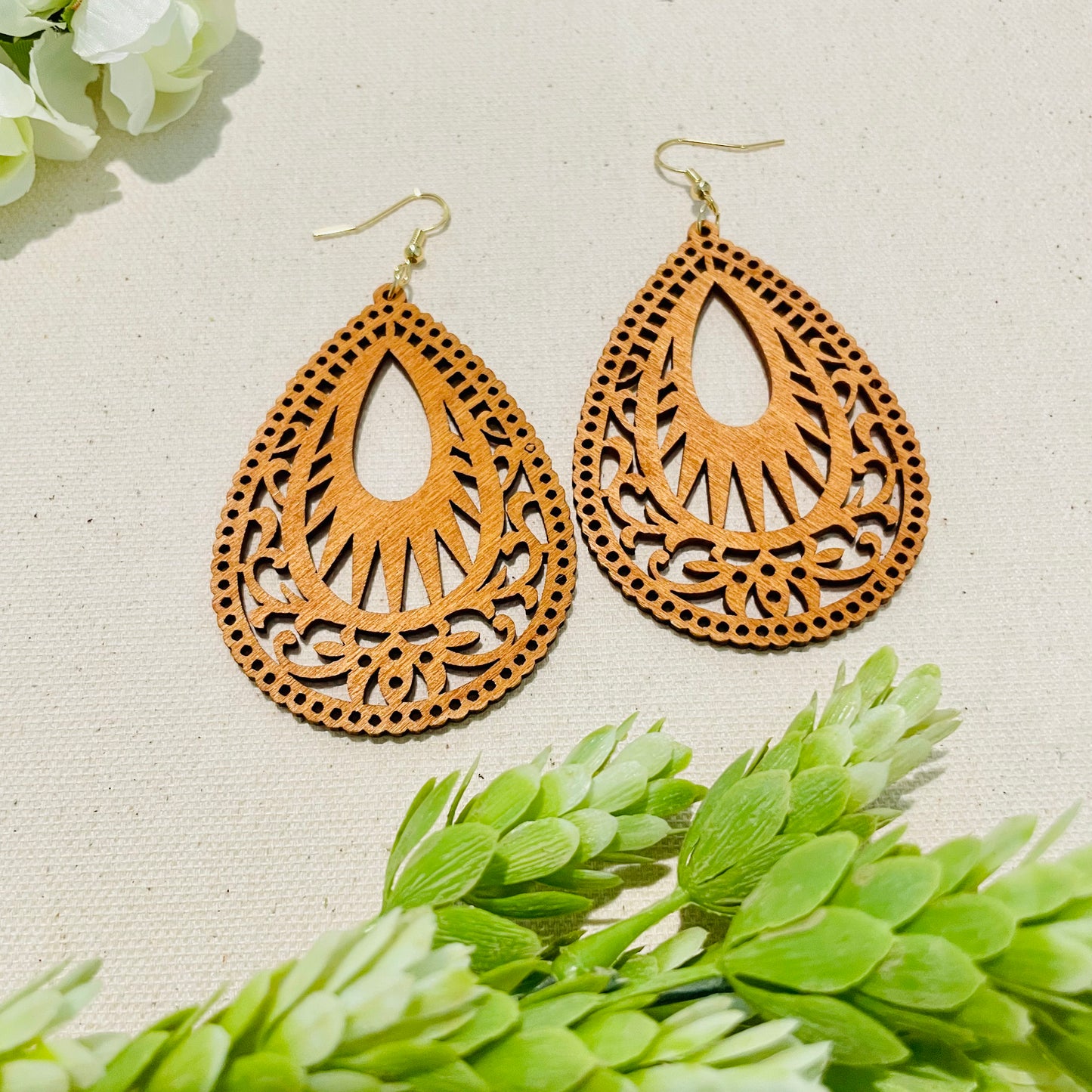 Wood Oval Earrings