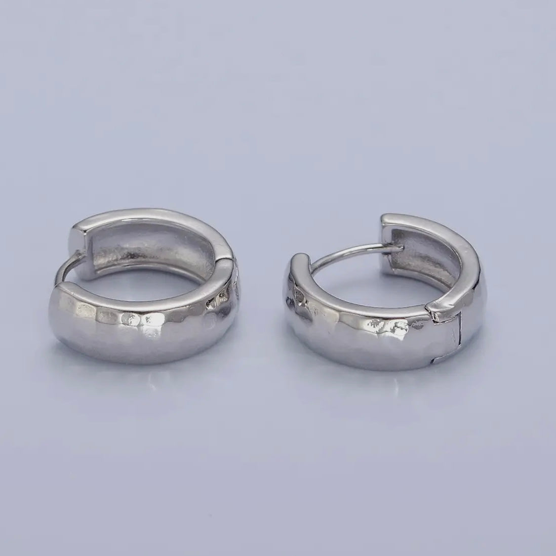 Hammered Silver Huggies