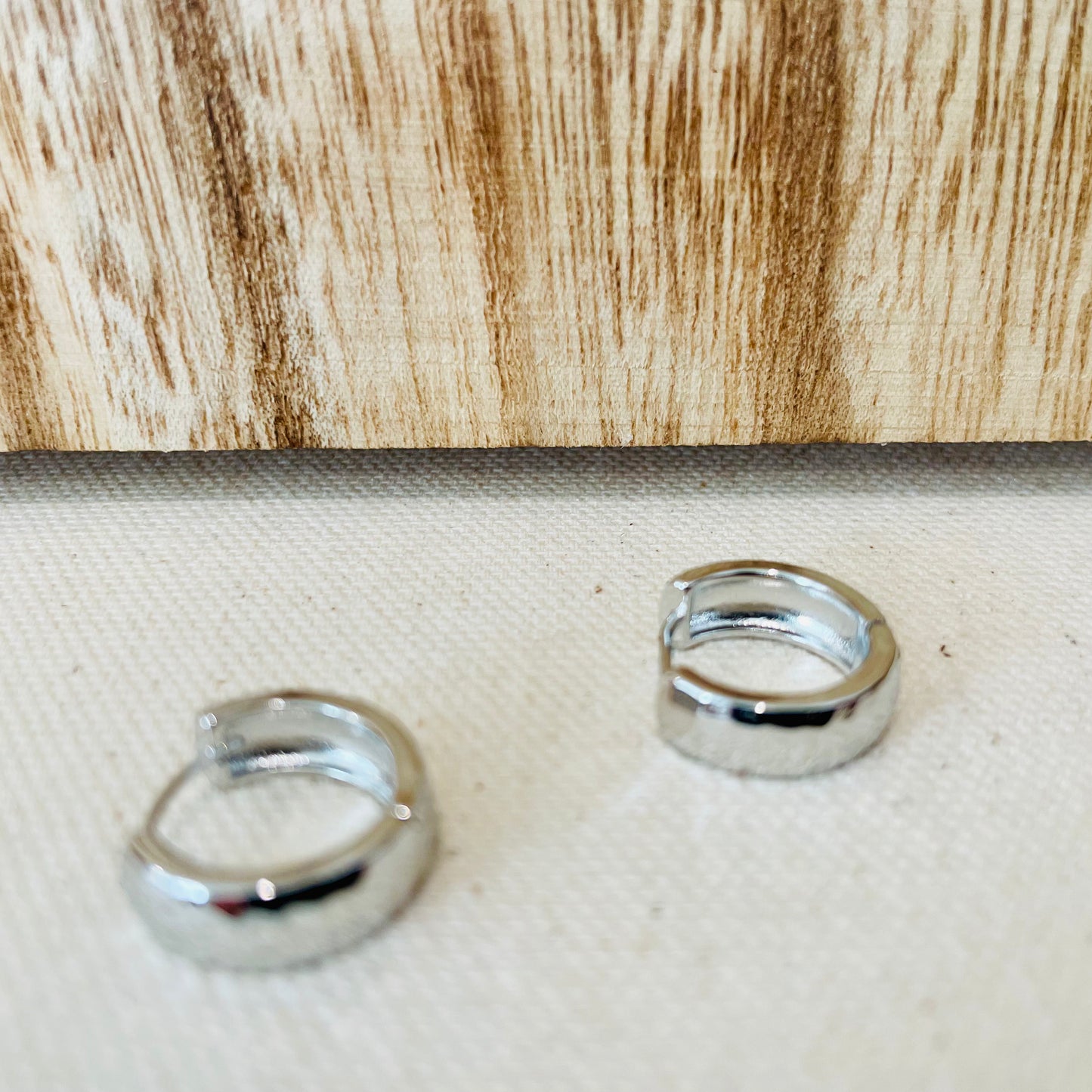 Hammered Silver Huggies