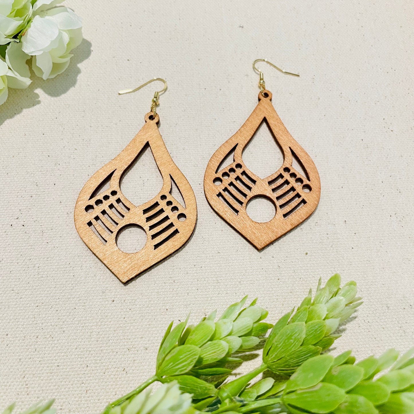 Wood Teardrop Earrings