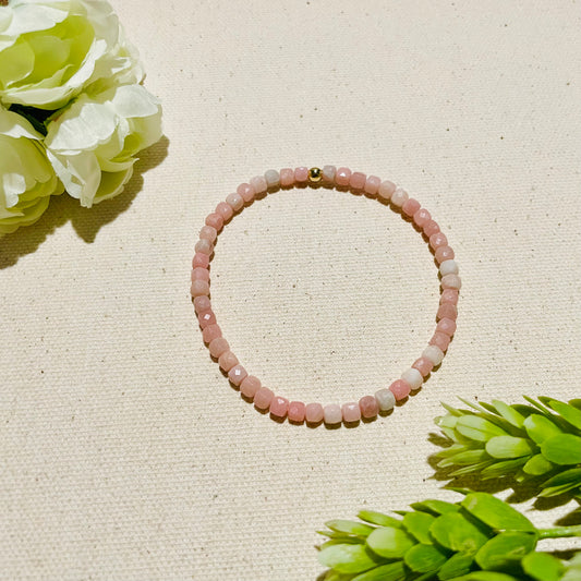 Tiny Square Pink Opal Fancy Stack