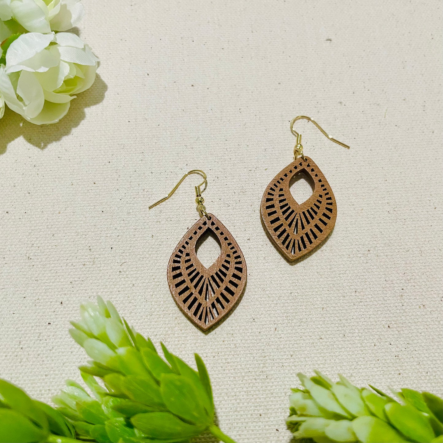 Patterned Wood Earrings
