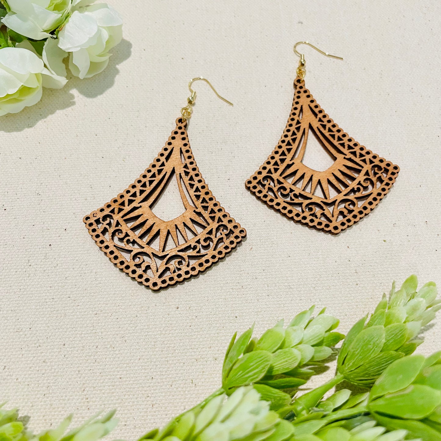 Wood Chandelier Earrings