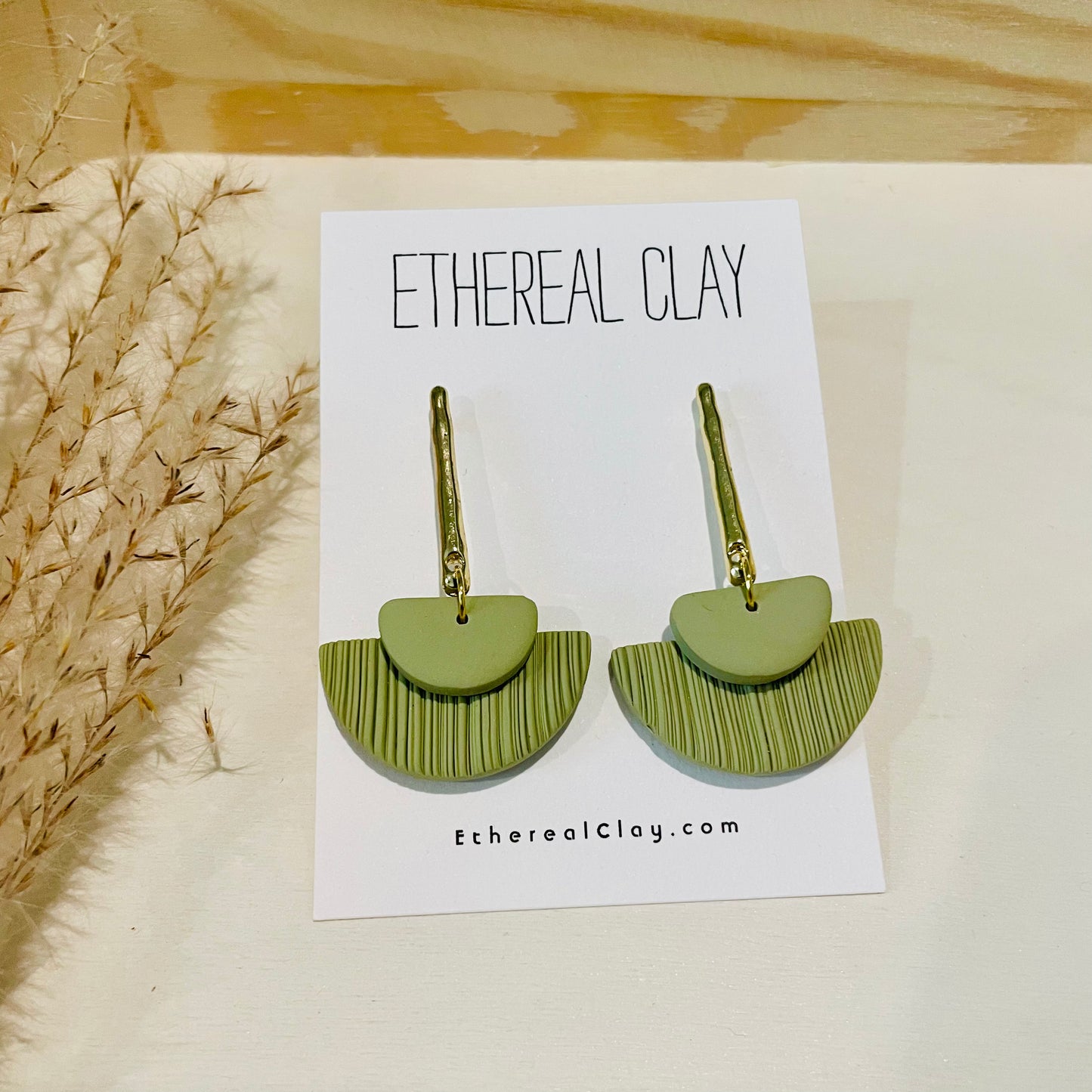 Ethereal Clay Sage Bar Fan Earrings