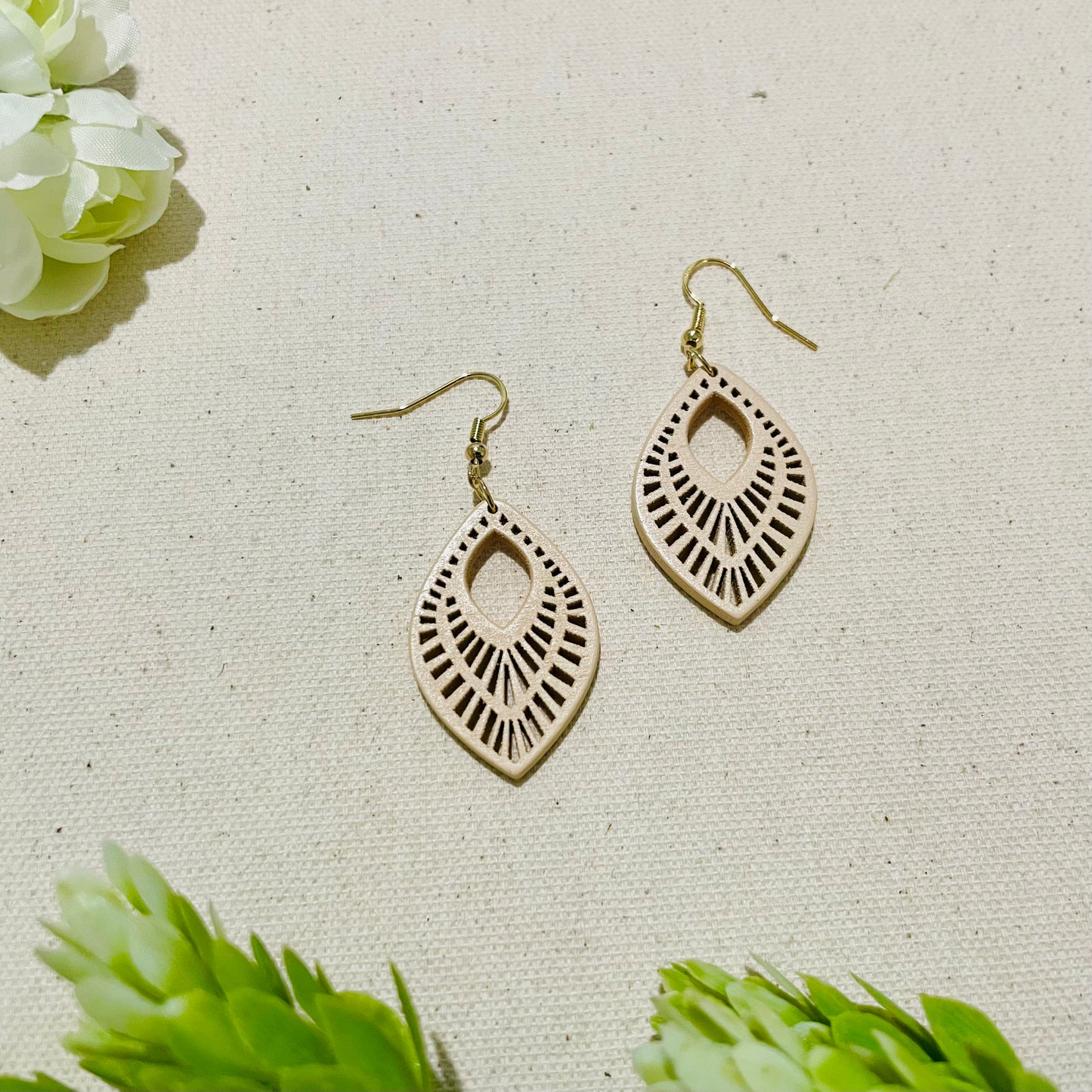 Patterned Wood Earrings