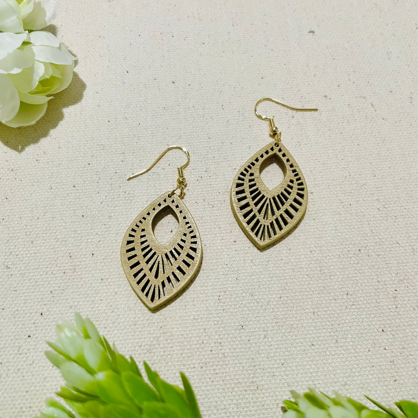 Patterned Wood Earrings