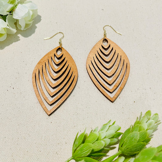 Wood Feather Earrings