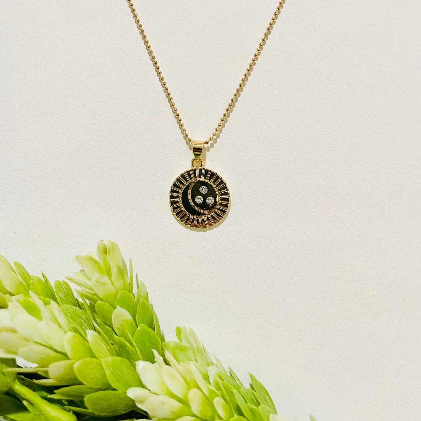Dainty Moon and Star Coin Pendant
